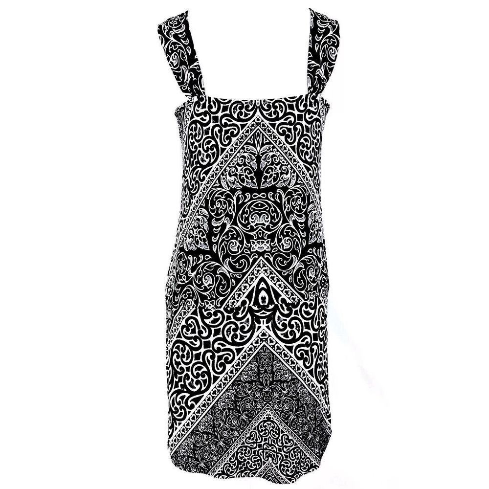 WHBM White House Black Market Dress Sz XS Black Paisley Sleeveless Stretch White